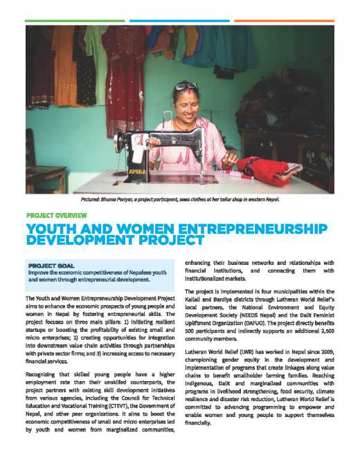 Youth and Women Entrepreneurship Development Project Overview